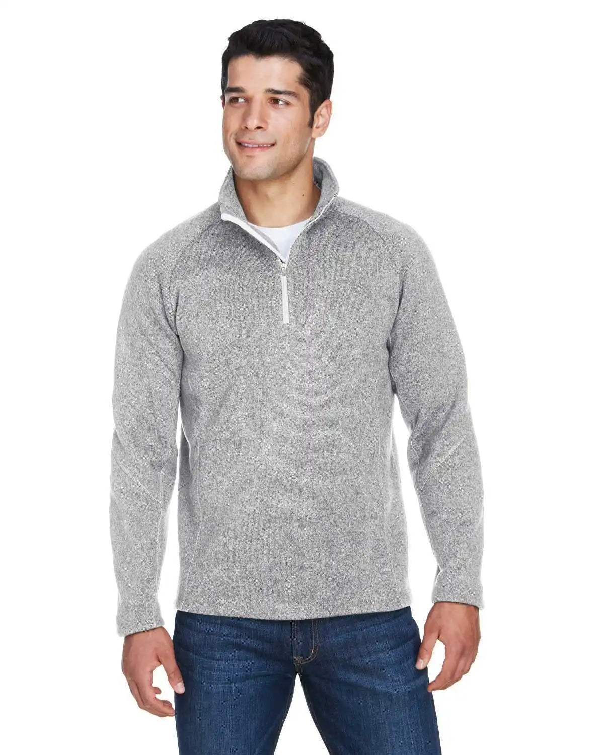Devon &amp; Jones Dg792 Adult Bristol Sweater Fleece Quarter-zip - Gray Heather