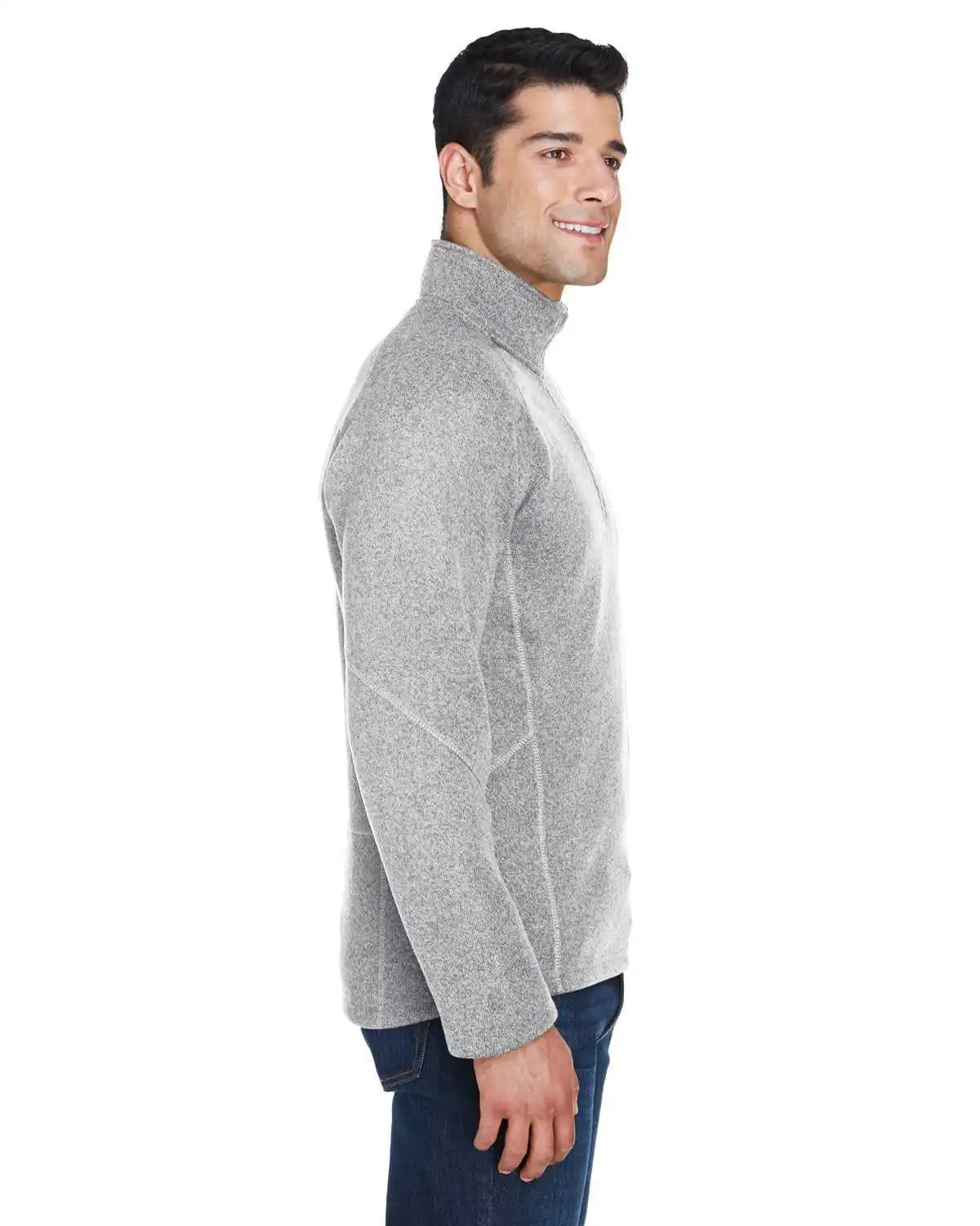 Devon &amp; Jones Dg792 Adult Bristol Sweater Fleece Quarter-zip - Gray Heather