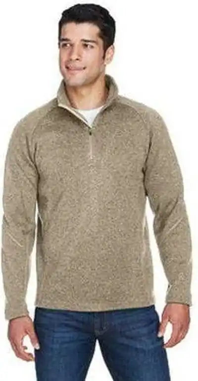 Devon &amp; Jones Dg792 Adult Bristol Sweater Fleece Quarter-zip - Khaki Heather