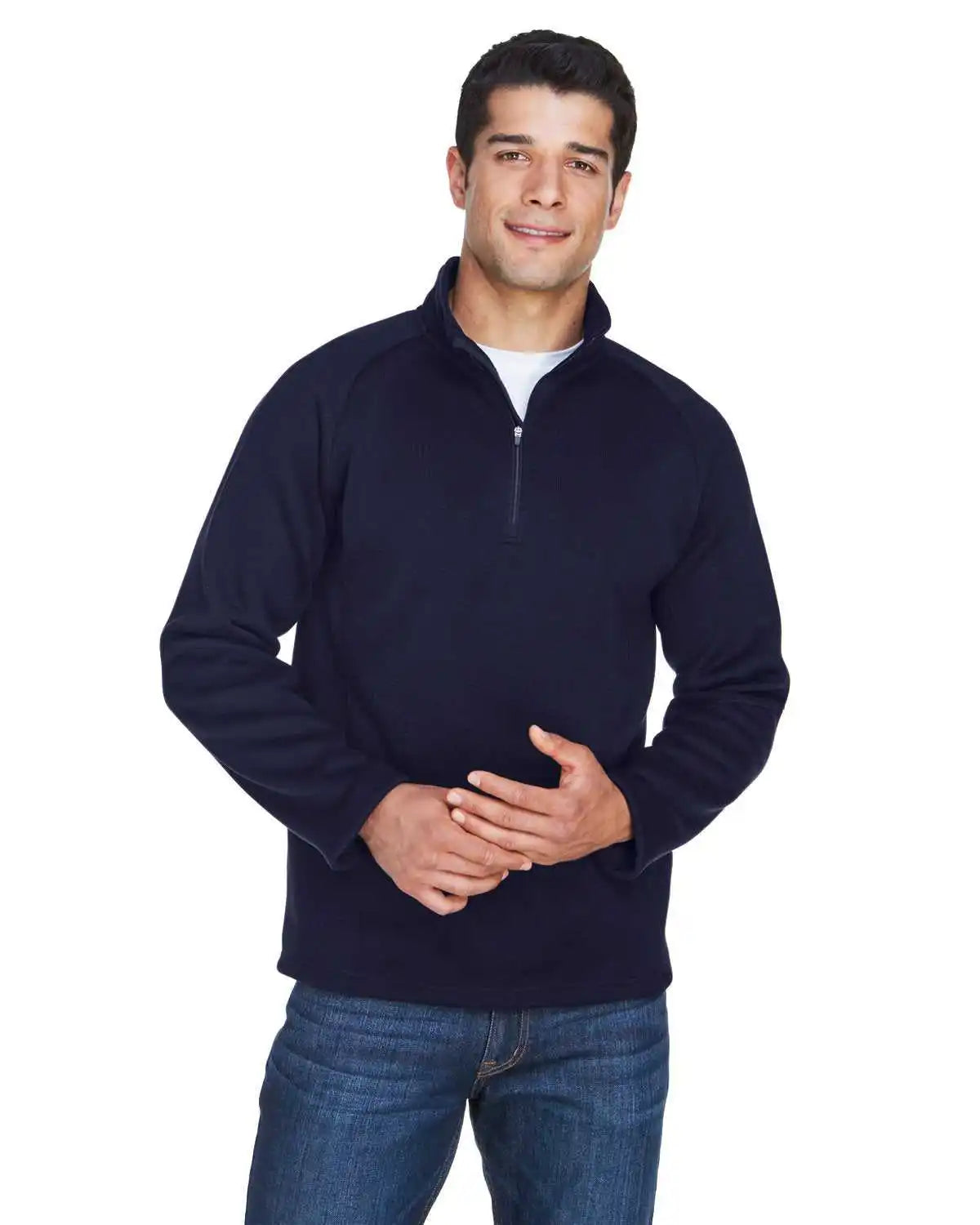 Devon & Jones Dg792 Adult Bristol Sweater Fleece Quarter-zip - Navy