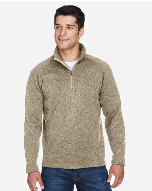 Devon & Jones Dg792 Unisex Bristol Sweater Fleece Quarter-zip Pullover - Khaki Heather