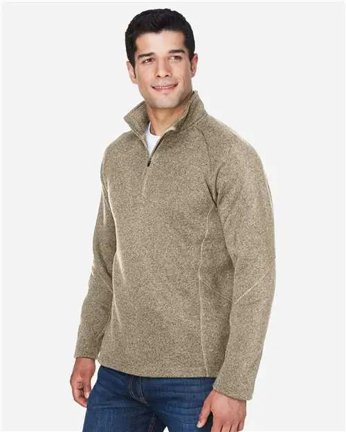 Devon & Jones Dg792 Unisex Bristol Sweater Fleece Quarter-zip Pullover - Khaki Heather