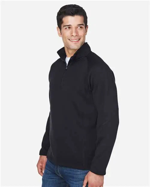 Devon & Jones Dg792 Unisex Bristol Sweater Fleece Quarter-zip Pullover - Black