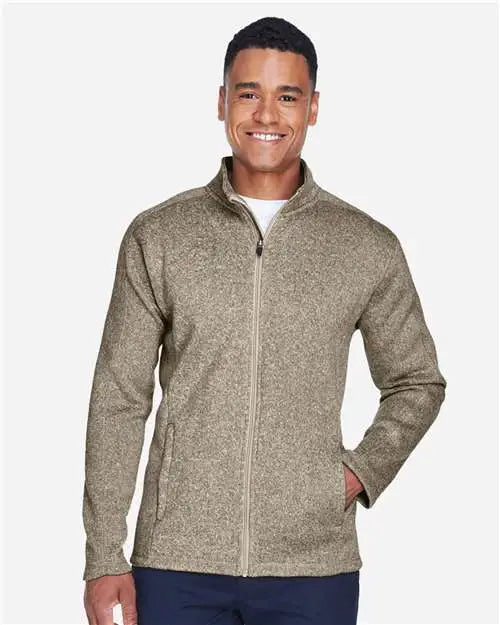 Devon & Jones Dg793 Men's Bristol Full-zip Sweater Fleece Jacket - Khaki Heather