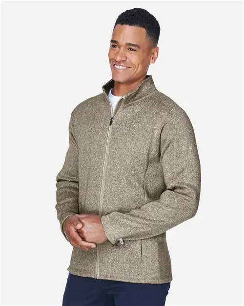 Devon & Jones Dg793 Men's Bristol Full-zip Sweater Fleece Jacket - Khaki Heather