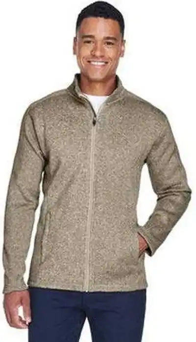 Devon &amp; Jones Dg793 Men’s Bristol Full-zip Sweater Fleece Jacket - Khaki Heather