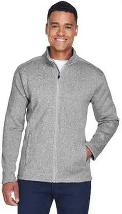 Devon &amp; Jones Dg793 Men’s Bristol Full-zip Sweater Fleece Jacket - Gray Heather