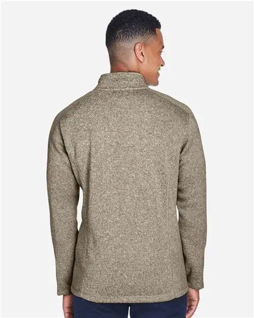 Devon & Jones Dg793 Men's Bristol Full-zip Sweater Fleece Jacket - Khaki Heather