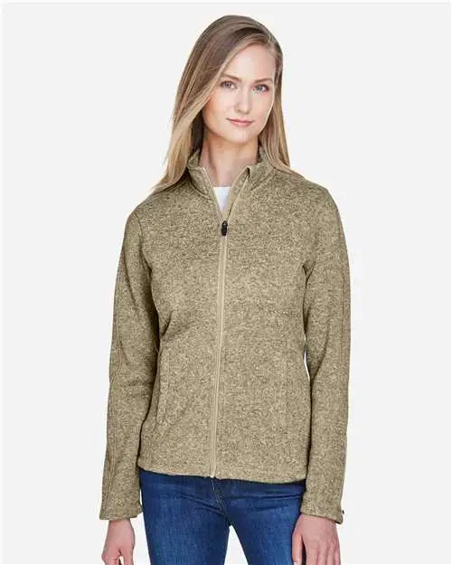 Devon & Jones Dg793w Women's Bristol Full-zip Sweater Fleece Jacket - Khaki Heather