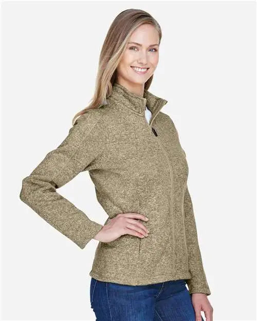 Devon & Jones Dg793w Women's Bristol Full-zip Sweater Fleece Jacket - Khaki Heather