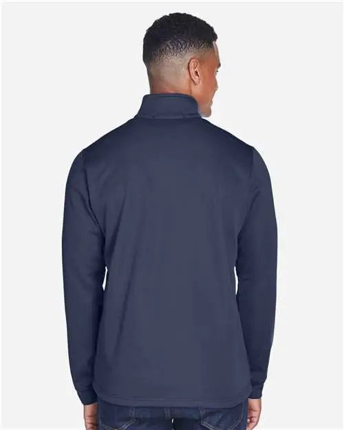 Devon & Jones Dg796 Men’s Newbury Colorblock Mãlange Fleece Full-zip Jacket - Navy Heather