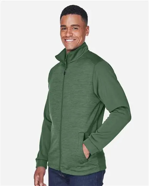 Devon & Jones Dg796 Men's Newbury Colorblock MÃ©lange Fleece Full-zip Jacket - Forest Heather