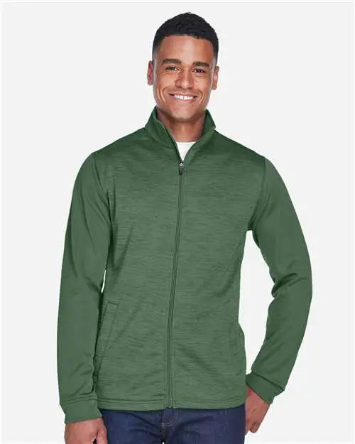 Devon & Jones Dg796 Men's Newbury Colorblock MÃ©lange Fleece Full-zip Jacket - Forest Heather