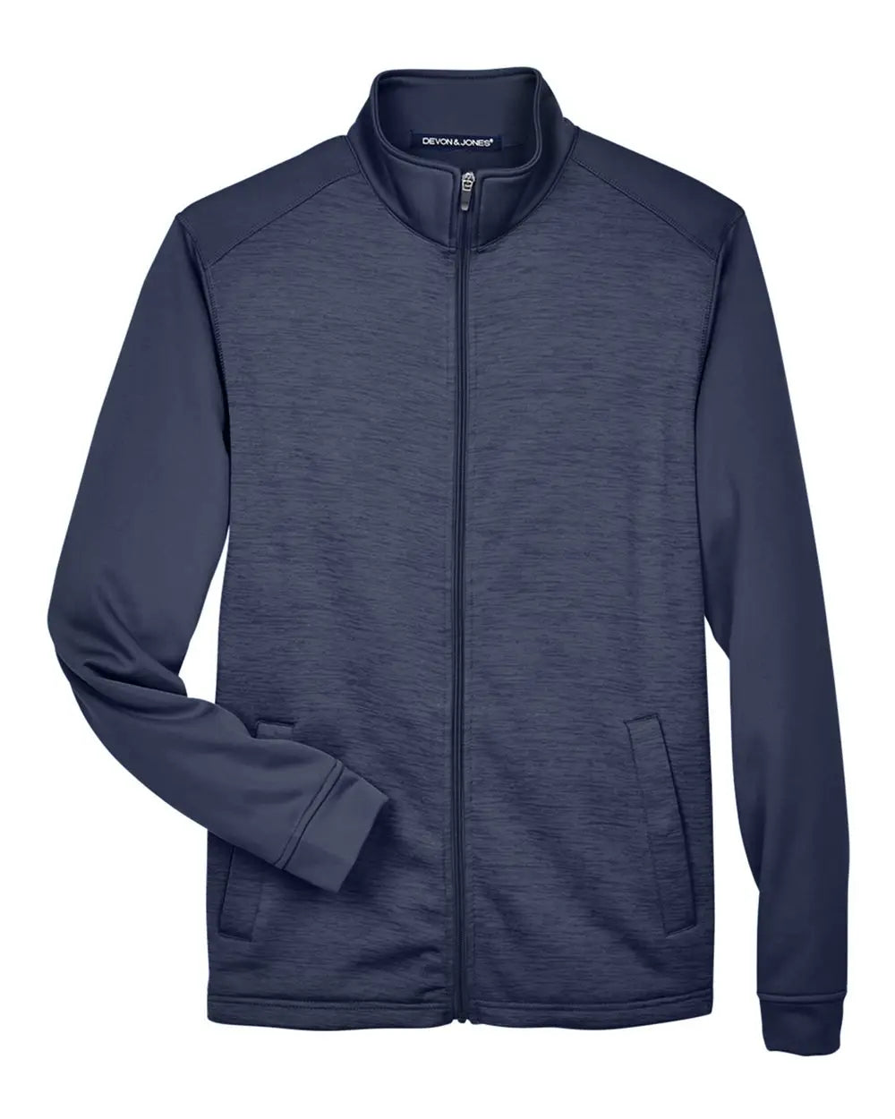 Devon & Jones Dg796 Men's Newbury Colorblock MÃ©lange Fleece Full-zip Jacket - Navy Heather - Navy/ / s
