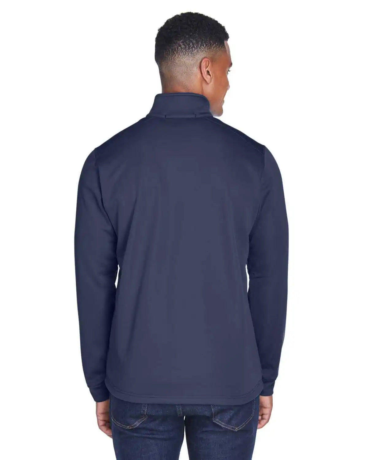 Devon &amp; Jones Dg796 Men’s Newbury Colorblock Mlange Fleece Full-zip - Navy Heather
