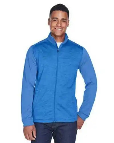 Devon &amp; Jones Dg796 Men’s Newbury Colorblock Mlange Fleece Full-zip - Frch Bl f Heather