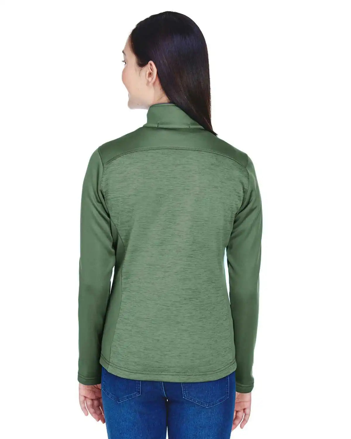 Devon & Jones Dg796w Ladies' Newbury Colorblock Mlange Fleece Full-zip - Forest Forst Heather