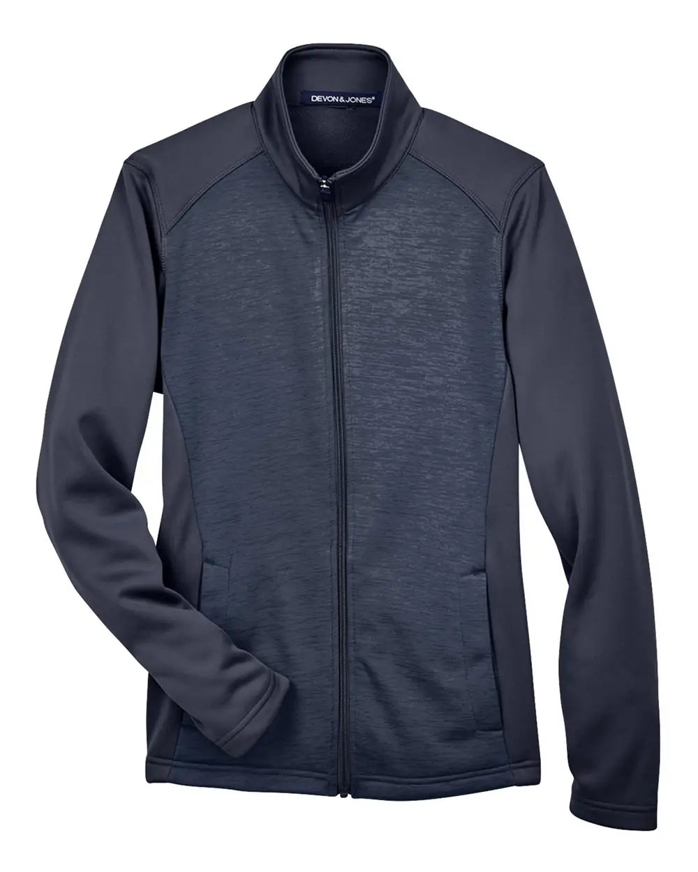 Devon & Jones Dg796w Women’s Newbury Colorblock Mãlange Fleece Full-zip Jacket - Navy Heather