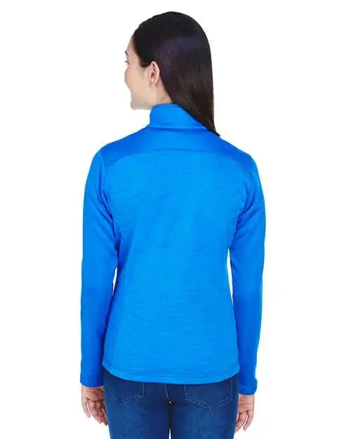 Devon & Jones Dg796w Women’s Newbury Colorblock Mãlange Fleece Full-zip Jacket - French Blue Heather