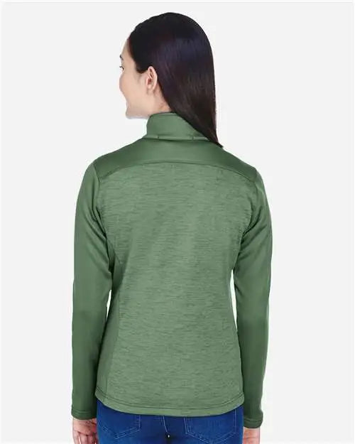 Devon & Jones Dg796w Women's Newbury Colorblock MÃ©lange Fleece Full-zip Jacket - Forest Heather