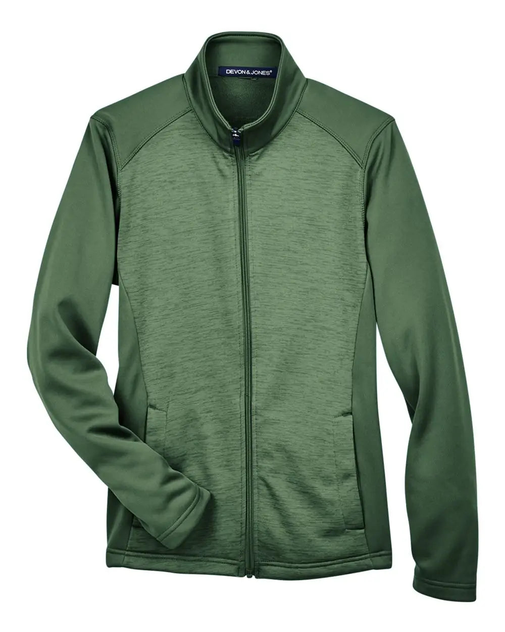 Devon & Jones Dg796w Women's Newbury Colorblock MÃ©lange Fleece Full-zip Jacket - Forest Heather - Forest/ / Ladies Xs
