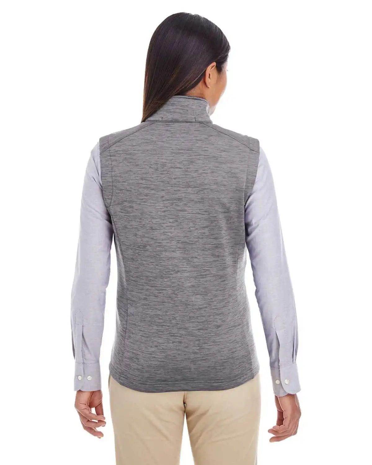 Devon &amp; Jones Dg797w Ladies’ Newbury Mlange Fleece Vest - Dark Gray Heather
