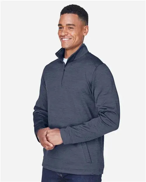 Devon & Jones Dg798 Men’s Newbury Mãlange Fleece Quarter-zip Pullover - Navy Heather