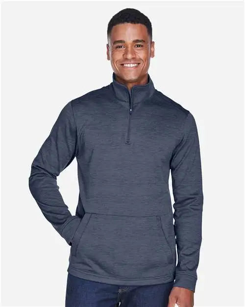 Devon & Jones Dg798 Men’s Newbury Mãlange Fleece Quarter-zip Pullover - Navy Heather