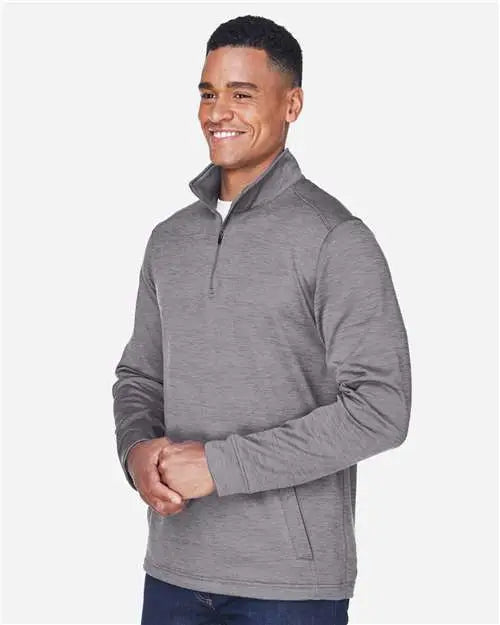 Devon & Jones Dg798 Men’s Newbury Mãlange Fleece Quarter-zip Pullover - Dark Grey Heather