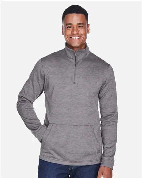 Devon & Jones Dg798 Men’s Newbury Mãlange Fleece Quarter-zip Pullover - Dark Grey Heather