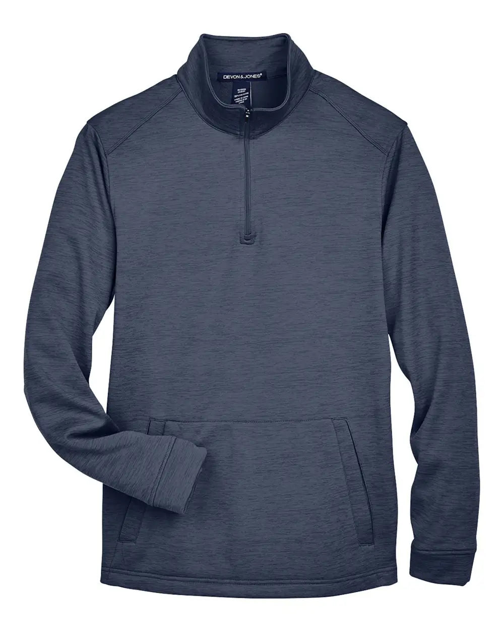 Devon & Jones Dg798 Men’s Newbury Mãlange Fleece Quarter-zip Pullover - Navy Heather