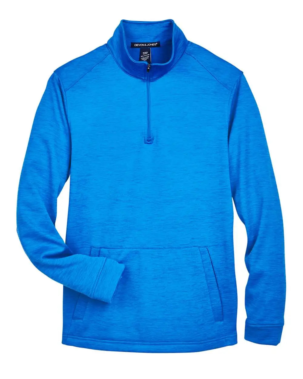 Devon & Jones Dg798 Men's Newbury MÃ©lange Fleece Quarter-zip Pullover - French Blue Heather - Navy / s