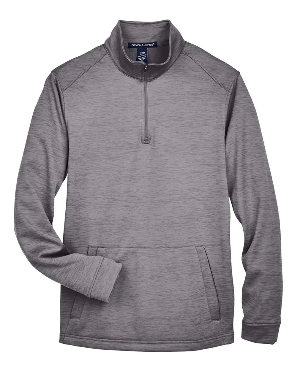 Devon & Jones Dg798 Men's Newbury MÃ©lange Fleece Quarter-zip Pullover - Dark Grey Heather - Gray / s
