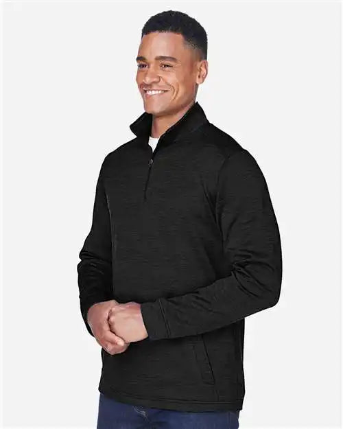 Devon &amp; Jones Dg798 Men’s Newbury Mélange Fleece Quarter-zip Pullover - Black Heather