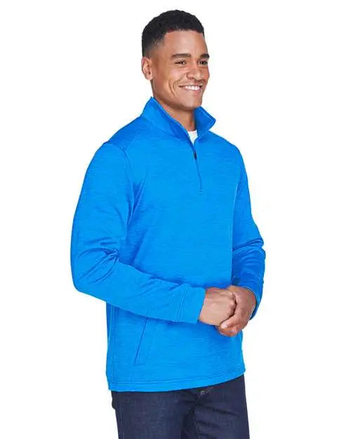 Devon & Jones Dg798 Men's Newbury MÃ©lange Fleece Quarter-zip Pullover - French Blue Heather