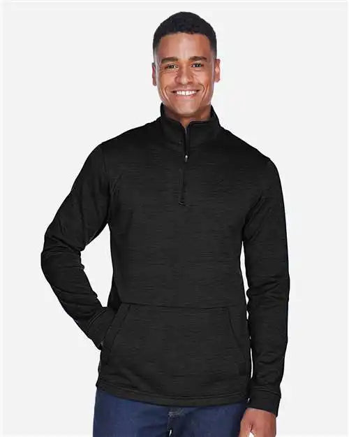 Devon &amp; Jones Dg798 Men’s Newbury Mélange Fleece Quarter-zip Pullover - Black Heather