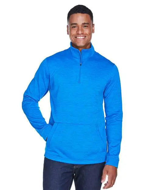 Devon & Jones Dg798 Men's Newbury MÃ©lange Fleece Quarter-zip Pullover - French Blue Heather