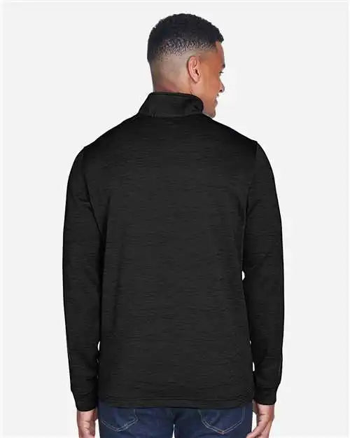 Devon &amp; Jones Dg798 Men’s Newbury Mélange Fleece Quarter-zip Pullover - Black Heather