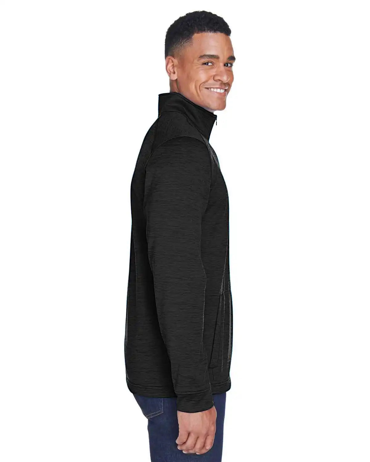 Devon & Jones Dg798 Men’s Newbury Mlange Fleece Quarter-zip - Black Heather