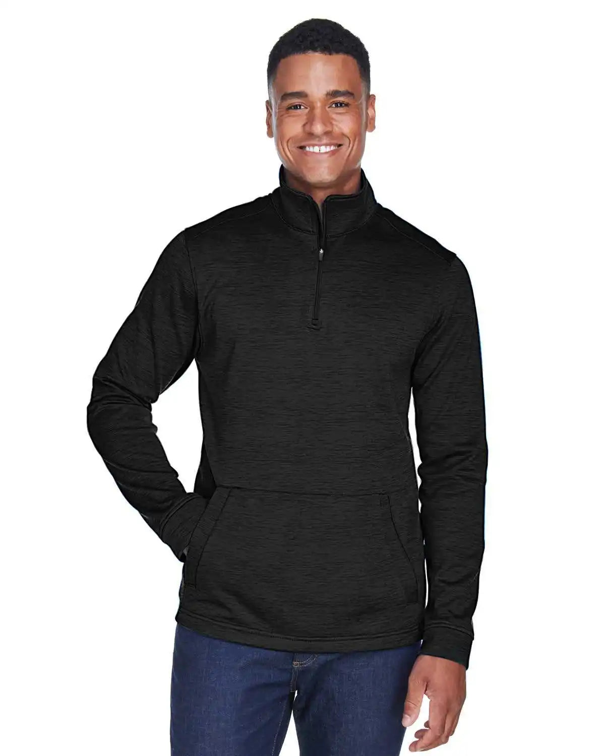 Devon & Jones Dg798 Men’s Newbury Mlange Fleece Quarter-zip - Black Heather