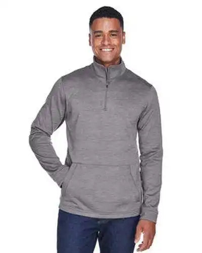 Devon &amp; Jones Dg798 Men’s Newbury Mlange Fleece Quarter-zip - Dark Gray Heathr