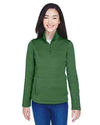 Devon &amp; Jones Dg798w Ladies’ Newbury Mlange Fleece Quarter-zip - Forest Heather