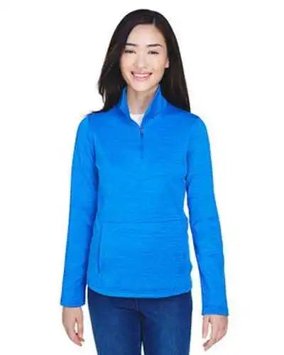 Devon & Jones Dg798w Ladies’ Newbury Mlange Fleece Quarter-zip - French Blue Heather