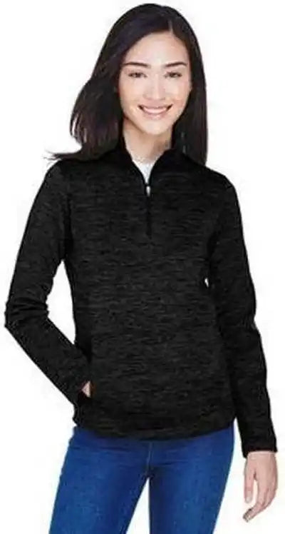 Devon & Jones Dg798w Ladies’ Newbury Mlange Fleece Quarter-zip - Black Heather