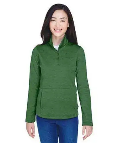 Devon &amp; Jones Dg798w Ladies’ Newbury Mlange Fleece Quarter-zip - Forest Heather