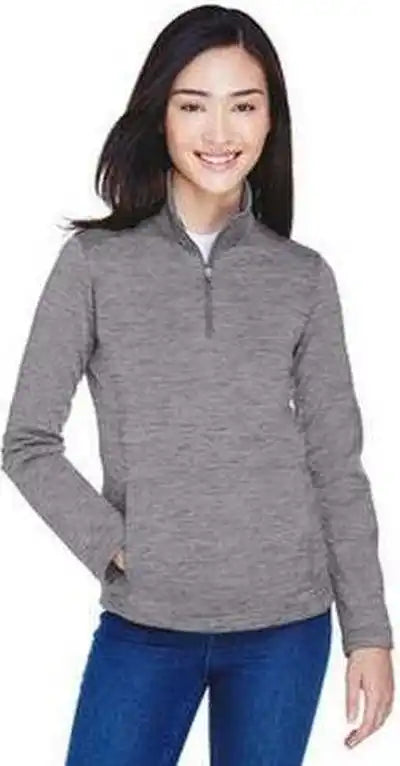 Devon &amp; Jones Dg798w Ladies’ Newbury Mlange Fleece Quarter Zip Dark Gray Heathr