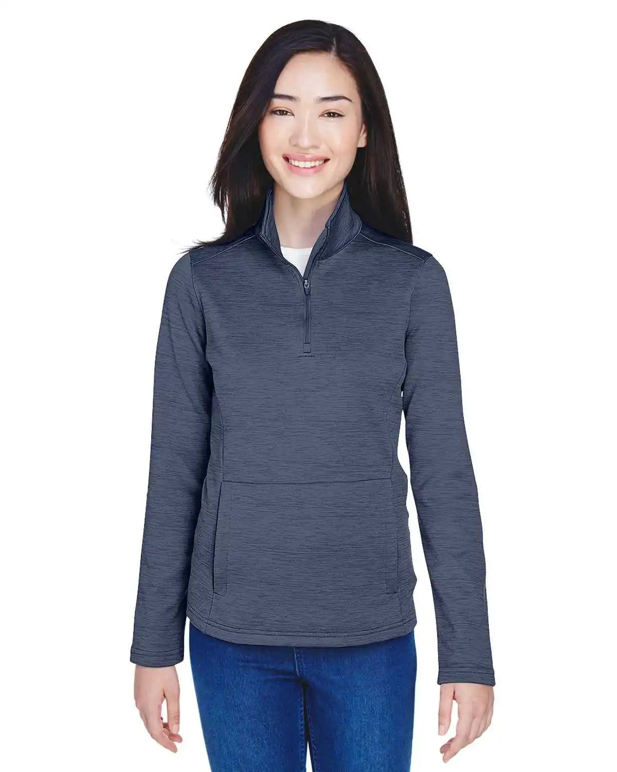 Devon & Jones Dg798w Ladies’ Newbury Mlange Fleece Quarter-zip - Navy Heather