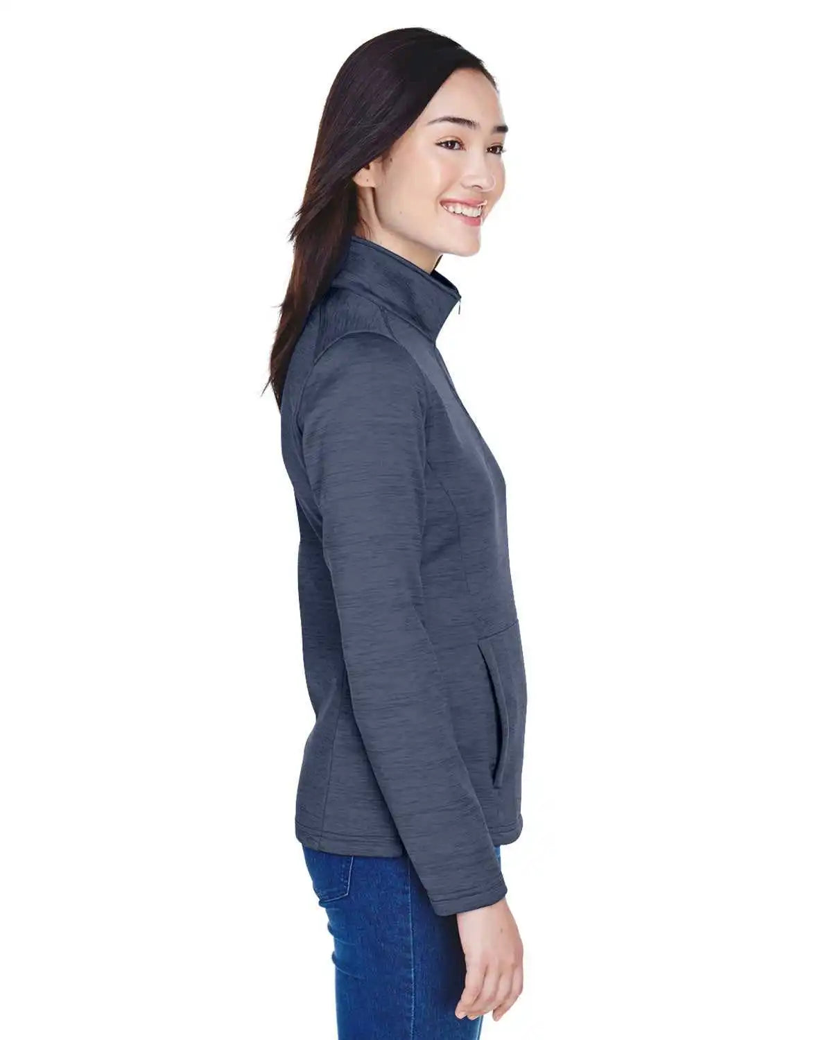 Devon & Jones Dg798w Ladies’ Newbury Mlange Fleece Quarter-zip - Navy Heather