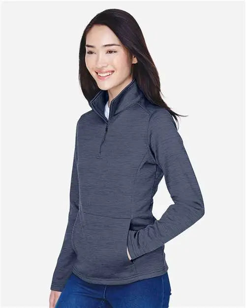 Devon & Jones Dg798w Women’s Newbury Mãlange Fleece Quarter-zip Pullover - Navy Heather