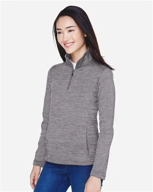 Devon & Jones Dg798w Women’s Newbury Mãlange Fleece Quarter-zip Pullover - Dark Grey Heather
